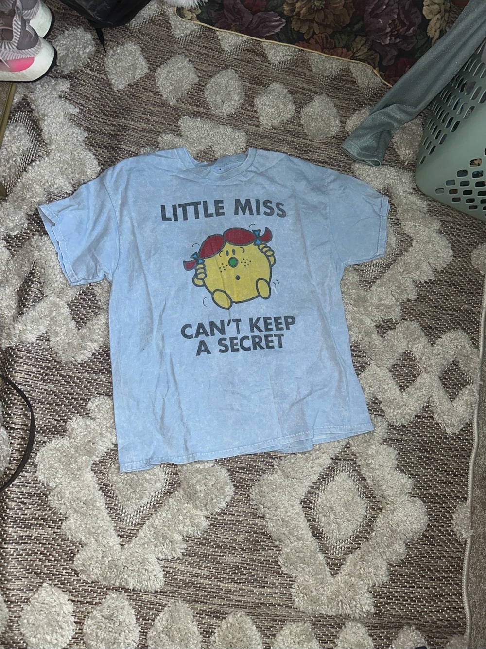 Little Miss Can't Keep a Secret Light Blue  Graphic Tee